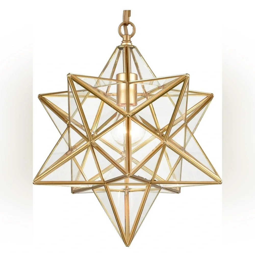DANSEER Moravian Star Light Modern Brass Pendant Light 15 Inches with Clear Glas - Picture 1 of 3